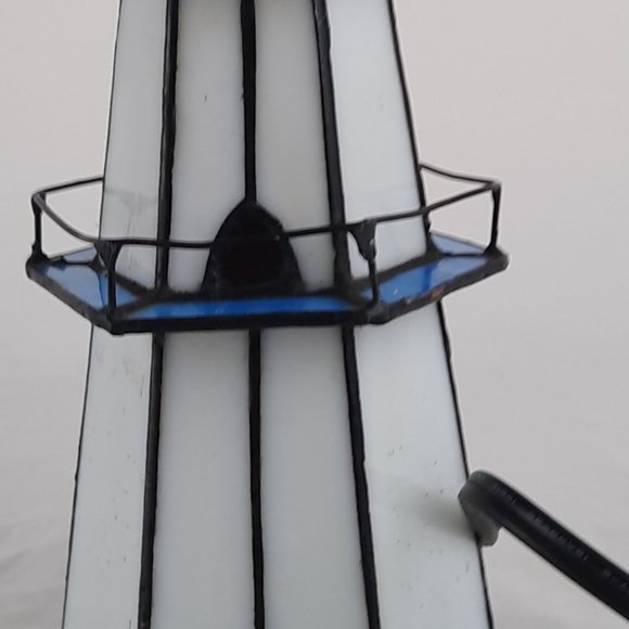 Vintage Tiffany Style-Stained Glass Light House Nightlight - 9.25" - Picture 8 of 8